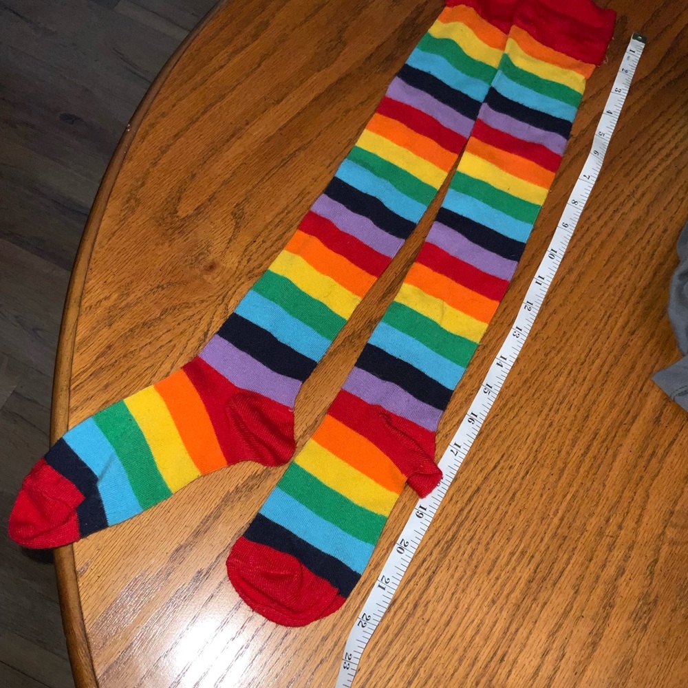 Y2K Unisex Rainbow-Striped Socks Sz OS - Picture 6 of 7